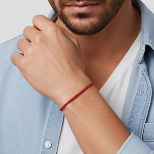 Luck Strings Thin Red Cord Bracelet - Waterproof Nylon Adjustable Surfer String Friendship Bracelet for Men, Women, Teens - Unisex Vegan Lightweight Summer Beach Accessories