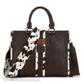 Montana West Wrangler Animal Print Tote Bag for Women Western Purse Boho Top Handle Satchel Handbag - color: Cow Coffee
