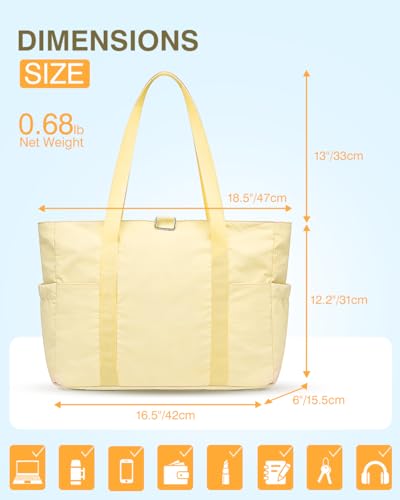 Tote Bag for Women, 26L Capacity Travel Purses Work Bag, Small Zipper Tote Bag for Travel Nurse Gym Teacher - color: Beige