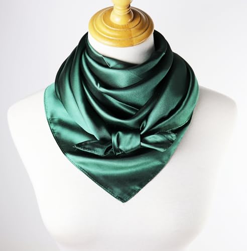 vabovin Satin Head Scarf for Women Solid Color, 35×35 in | Silk Feel Neckerchief, Hair Scarf, Fashion Bandana, Headscarf, Headband, Hair Wrap Sleeping, Daily Fashion Styling - color: 230 Moss Green