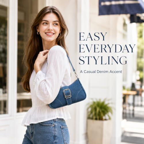 QZUnique Women Denim Mini Bucket Bag Crossbody Purse Shoulder Handbag Drawstring Quilted Tassel Barrel Shape Satchel Tote Bag - color: Hobo Blue
