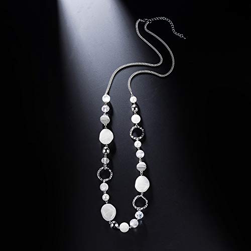 PEARL&CLUB Long Beaded Necklaces For Women - Sweater Chain Fashion Jewelry Necklace Gifts For Women - color: 23-White