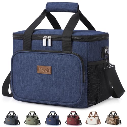 Lifewit Large Lunch Bag, Insulated Lunch Box, Soft Cooler Cooling Tote for Adult Men Women, Dark Blue 24-Can (15L) - color: Dark Blue, size: Large(15L)