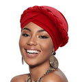 DRESHOW Turban Pre-Tied Twisted Hat Thread African Head Wraps for Black Women Chemo Cancer Cap Braid Hair Cover - color: 1 Pc Twisted Braid: Red