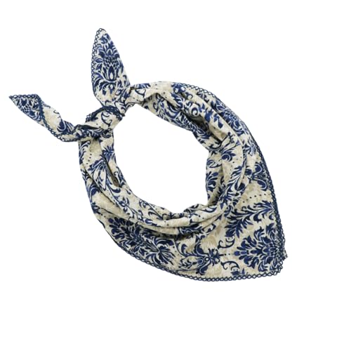 27.16'' Bandanas for Men, Cotton Mens Head Scarf with Flower Pattern Floral Hair Bandana Headband for Daily Casual - color: White Blue