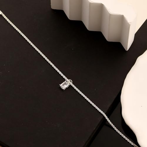 Ankle Bracelets for Women Gold Silver Layered Glitter Anklet for Women Waterproof Beach Cross Anklet Set Dainty Summer Foot Jewelry - color: Rhinestone Anklet