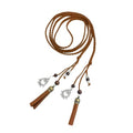 Women's Waist Belts Woven Tassels Chain Belt Skinny Rope Belt for Skirt Dress Boho Style - color: Tan