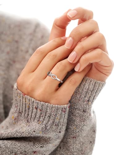 Custom4U Personalized Mothers Ring with 1-5 Birthstones Names Engraved 925 Sterling Silver/14K White Gold Plated Birthstone Rings for Women Promise Ring Birthday Jewelry Gifts for Mom Grandmother Wife - color: Silver Infinity Ring (No Custom)