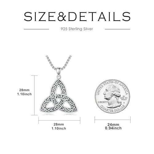 Celtic Necklace for men Sterling Silver Celtic Knot Triquetra Triangle Trinity Necklace Gift for Men - color: C-Silver