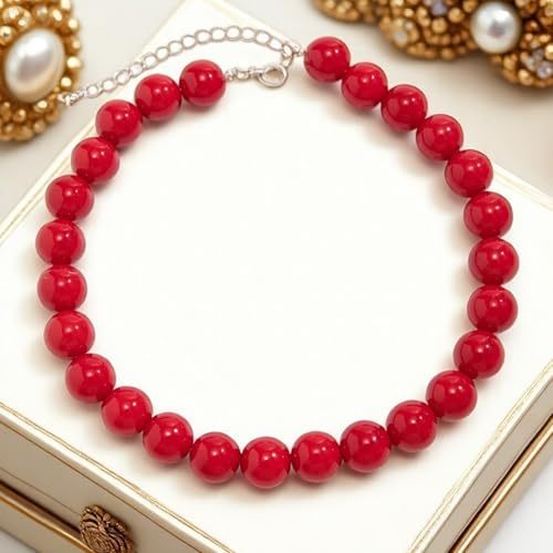 Red Beaded Necklace for Women Choker Gold Toggle Clasp Layered Stack Dainty Statement Western Boho Trendy Summer Vacation Necklaces Birthday Jewelry Gifts - color: B5:Red Beaded Necklace
