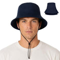 Water-Resistant Bucket Hat for Women Men Rain Hat UPF 50+ Boonie Sun Hat Foldable Summer Floppy Fishing Safari Hats - color: Navy Blue