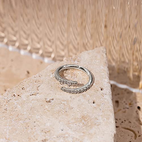 PAVOI 14K Gold Plated Cubic Zirconia Open Twist Eternity Band for Women - color: White Gold, size: 6