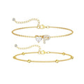 CAROVO Gold Ankle Bracelets for Women Waterproof 14K Real Gold Plated CZ Initial Anklet for Women Dainty Layered Letter A-Z Heart Ankle Bracelets Handmade Adjustable Anklet Summer Beach Jewelry - style: P