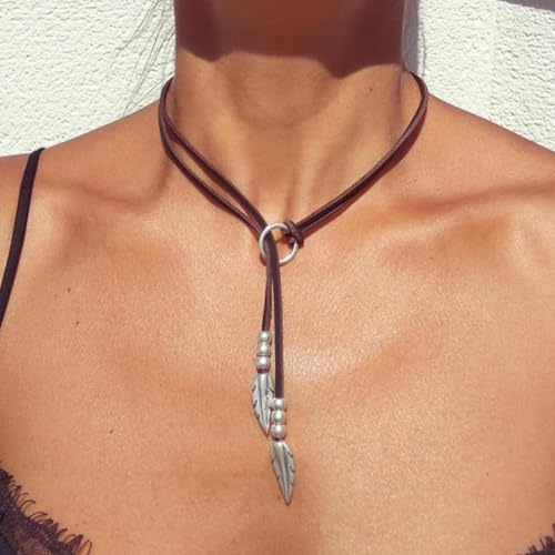 HUASAI Choker Necklace for Women Boho Necklaces Country Concert Outfits for Women Layered Western Choker Necklace Boho Cowgirl Jewelry Accessories Dress - color: Q:Boho Necklace