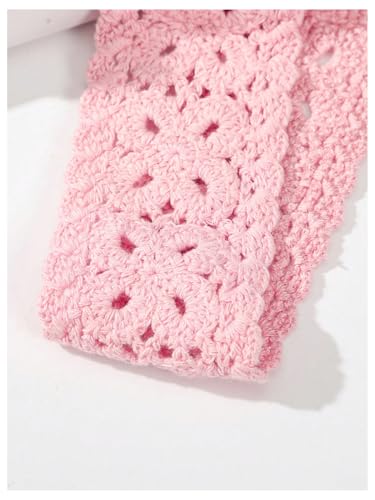 OYOANGLE Women's Boho Crochet Knit Hair Band Vintage Head Wrap Hair Bandanas Head Kerchief Pink One-Size - color: Pink