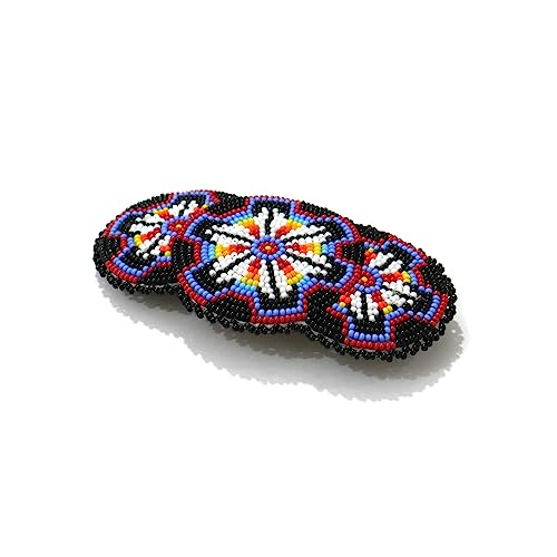 Beaded Hair Clips Native American Style Handmade Collection (Black) - color: Black