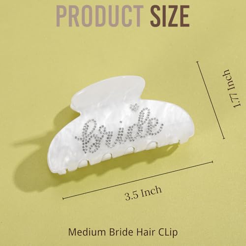 2PCS Bride Hair Clips for Women – Blue Letter Hair Accessories with Rhinestone, Bachelorette Party Bridal Shower Gifts, Trendy Handmade Look Unique Wedding Claw Clips - color: Bride Pink and White