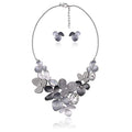 AMYJANE Vintage Statement Jewelry Set - Spring Leaf Flower Floral Plant Necklace Earring Set Crystal Rhinestone Fashion Costume Jewelry for Women Prom Party Unique Gift - style: meilian flower jewelry set grey