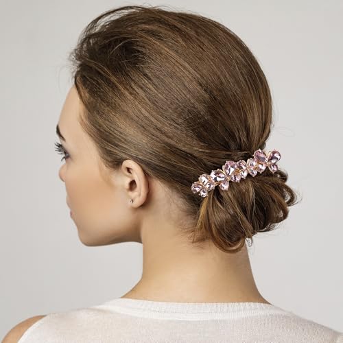 Joez Wonderful Rhinestone Hair Clips, Bridal Hair Accessories for Women, Sparkly Crystal Hair Pins, Fancy Hair Barrettes for Wedding, Bride, Long Hair (Pink Butterfly, 1 Pcs) - color: Butterfly Pink