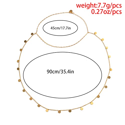 Missgrace Boho Simple Bridal Back Necklace Sequins Backdrop Choker Necklaces Party Wedding Prom Drop Sequins Necklace Body Chain for Women Bridesmaids