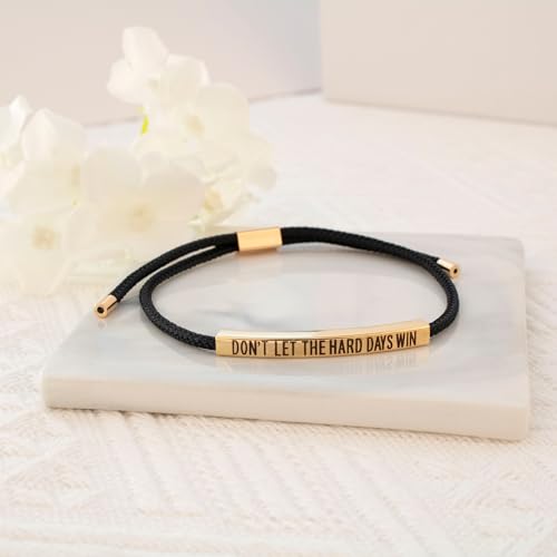 LINY Inspirational Gifts for Women Men, Dont Let The Hard Days Win Gifts, Motivational Inspirational Tube Bracelets Friendship Birthday Meaningful Gift for Friends Female - color: Dont Let-Tube Black+Gold