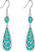TIGER RIDER Abalone Shell 925 Sterling Silver Dangle Earrings Lightweight Filigree Dangle Drop Earrings for Women - style: Turquoise