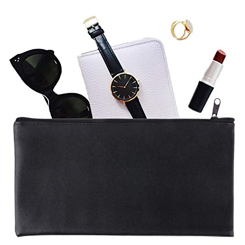 12 Pieces Bank Bag Money Pouch Security Bank Deposit Bag with Zipper for Cash Money, Check Wallet, Cosmetics, Tools 11x6 inch (Black +Blue) (Black) - color: Black