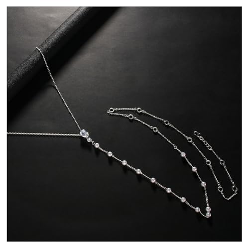 Bride Backless Rhinestone Waterdrop Body Chain Belly Waist Necklace - color: Silver