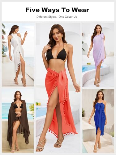 QIANXIZHAN Women's Swimsuit Cover Up,Beach Sarong Wrap Bottom Coverup for Women Short Skirt - color: Tassels Black