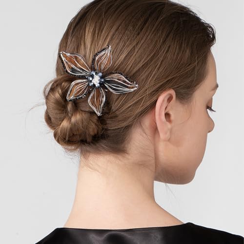 Mistofu DIY Copper Wire Metal Hand-woven High-level design Barrettes Elegant Hair Accessories, Gifts for Women Girls (black-a) - color: black-a