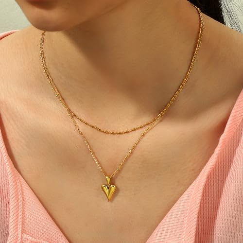 14K Gold Heart Necklace for Women Boho stainless steel waterproof Cute Dainty Love Pendant Necklaces for Women - color: Styie-8