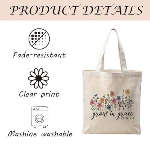 Canvas Tote Bag Aesthetic for Women,Reusable Canvas Cute Shoulder Bag for Grocery, Shopping, Beach & Daily Use - color: Christian
