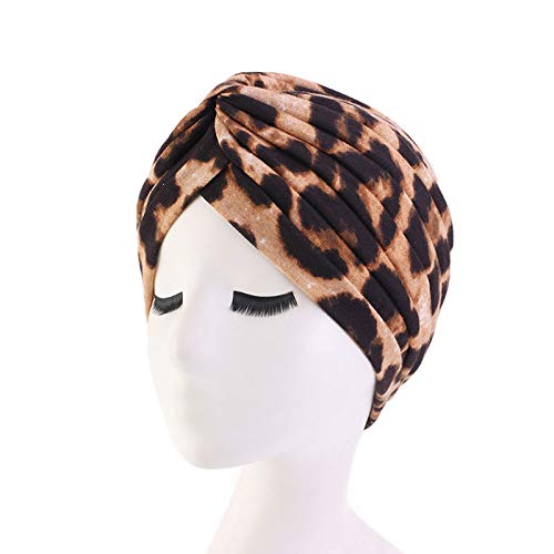 beauty YFJH Women's Cotton Turban Head Wrap Cancer Chemo Beanies Cap Headwear Cap Bonnet Hair Loss Hat - color: Leopard/Pink/Beige/Light Green