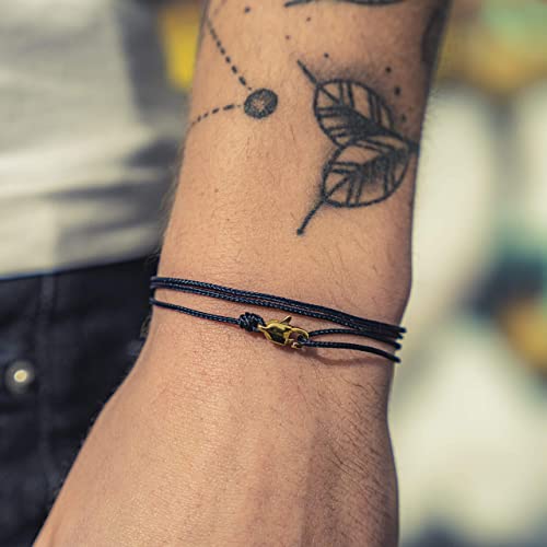 Made by Nami Nautical Rope Bracelet for Men Waterproof & Adjustable Wrap String Bracelets with Snap Hook Gift for Him - color: Blue Gold