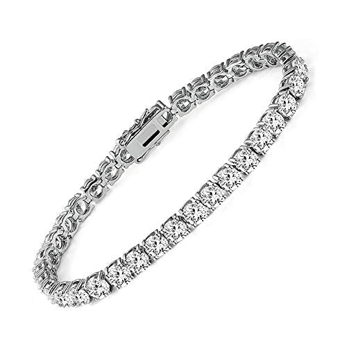 MDFUN 18k White Gold Plated CZ Tennis Bracelet, 4MM Cubic Zirconia Charm Bracelet for Women Men - style: 6.0" tennis bracelet