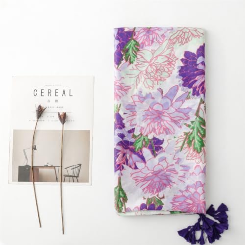 WaJuemy Travel Boho Scarf for Women Casual Lightweight Pashmina Scarves Fashion Multicolor Shawl Wraps with Fringed Beads - color: 06 Purple/Pink Floral