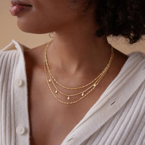 XIXINI Layered Necklaces for Women, Dainty Gold Necklace Stack 14k Gold Plated Layering Beads Choker Pendant Necklace Set Simple Statement Gold Necklaces for Women Trendy Fashion Gold Jewelry Sets - color: 3layer choker-Gold