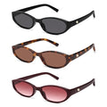 Retro Oval Sunglasses for Women Men Y2k Narrow Cat Eye Sunnies Skinny Shades AR82299 - color: A02 Black/Grey+tortoise/Brown+burgundy/Red Grading