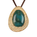 GelConnie Long Necklaces for Women Boho Large Pendant Necklace Casual Bohemian Brown Leather Choker Sweater Circle Statement Stone Necklace - style: Blue Leather Necklace