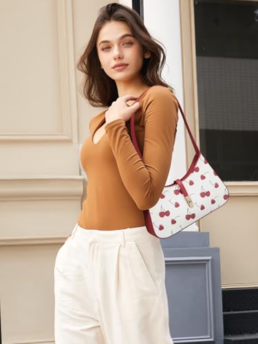 CLUCI Shoulder Bag for Women, Cherry Purses for Women, Cherries Handbag Hobo Bags Vegan Leather Crossbody Purse with Adjustable Strap - color: B-cherry-small