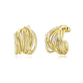 Sylph Chunky Gold Earrings 14K Gold Plated Statement Earrings for Women Trendy Hypoallergenic Textured Hoop Ribbed Huggie Earrings - style: Strand Twisted-14K Gold Plated