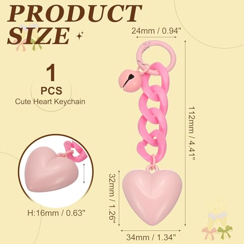 PATIKIL Cute Heart Keychain for Women, Heart Purse Charm Bag Charm Accessories for Handbag Car Purse Backpack - color: Pink