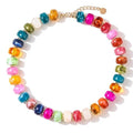 PINK TOWN Chunky Colourful Beaded Necklace for Women,Resin Acrylic Candy Color Clavicle Necklace Boho Gemstone Beaded Necklaces Statement Puff Jewelry for Summer Vacation - color: C