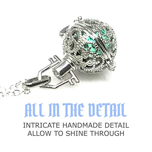 UMBRELLALABORATORY Steampunk FIRE Necklace - Pendant Glow Locket - Great Gifts for women, Mother, Father, cute magical Jewelry - color: Teal