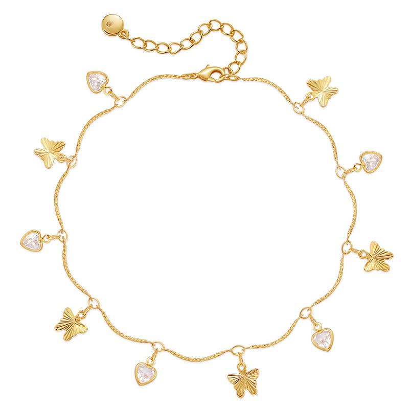Yumikoo 18k Gold Plated Anklet Ankle Bracelets for Women - style: Butterfly and crystal