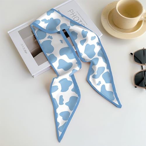 Head Hair Scarf Neck Silk Feeling Scarves Long Thin Satin Fashion Handbag Cute Decoration Women Girls 59 * 6.7'' - color: O-14-blue