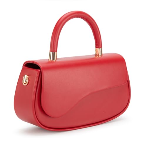 Milan Chiva Small Top Handle Purse for Women Elegant Crossbody Bag with Adjustable Strap for Evening Party & Daily Use - color: Crimson