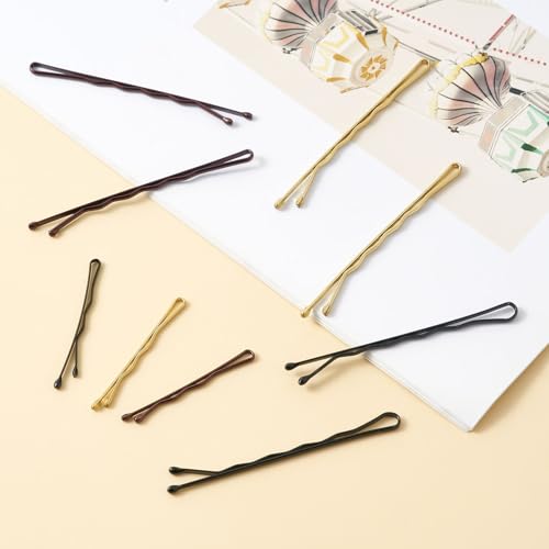 QIUTIMIY 300 Pcs 1.38 & 2.2 Inch Wave-Shaped Bobby Pins Mix Metal Hair Pins Hair Accessories for Women Stylists Hair Sticks Girl - color: Multi-colored, size: Wave-Multi