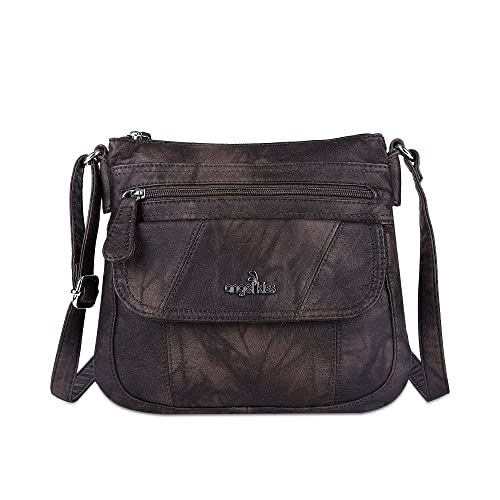 Angelkiss Small Womens Crossbody Bag Leather Shoulder Purse for Women Hobo Bag with Adjustable Shoulder Strap - color: Coffee