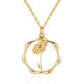 Gold Necklace for Women Birth Flower Necklaces 18K Gold Plated Custom Birth Month Floral Necklaces Birthday Gifts for Women - style: Gold-04-Daisy